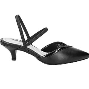 EASY STREET Womens 9.5 N Unna Black Strappy Comfort  Slingback Kitten Heels NIB